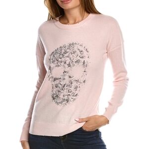 Zadig & Voltaire Pink Gaby Skull Strass Wool And Cashmere Blend Crewneck sz L